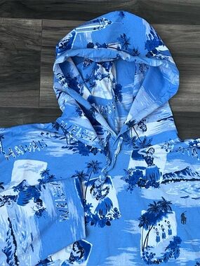 Polo Ralph Lauren Hoodie Mens 2XLT Blue Hawaiian Aloha Hula Print Pullover